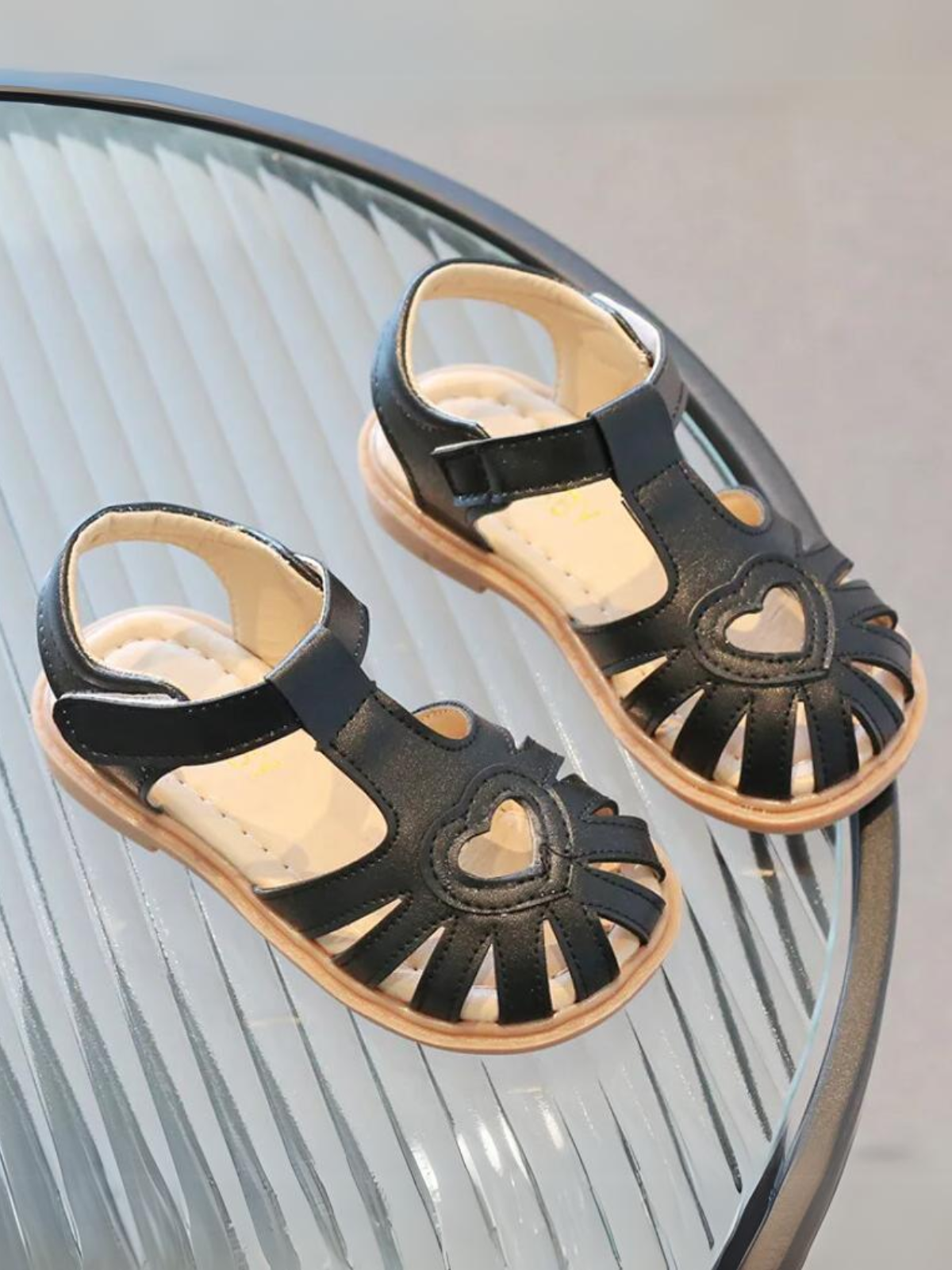 Adorable Girls Heart-Cutout Sandals