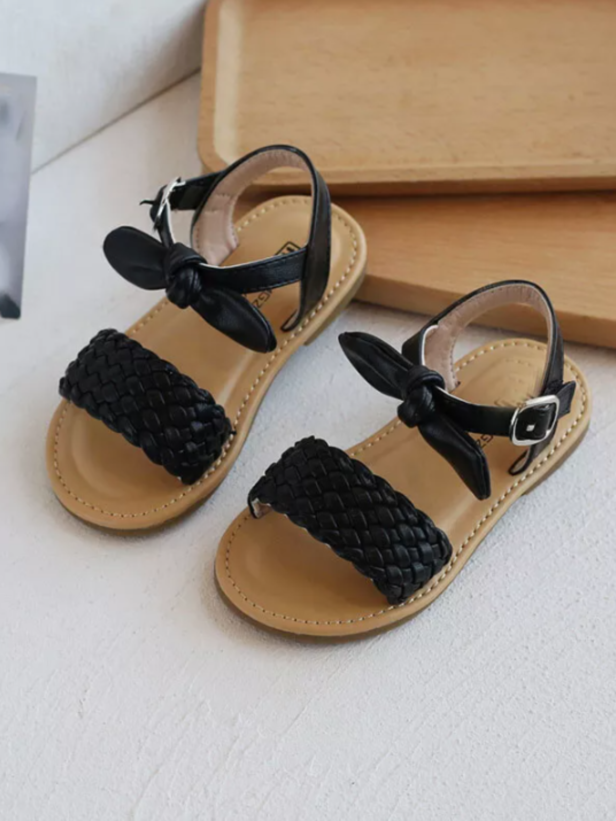 Adorable Girls' Bow-Knot Braided Sandals