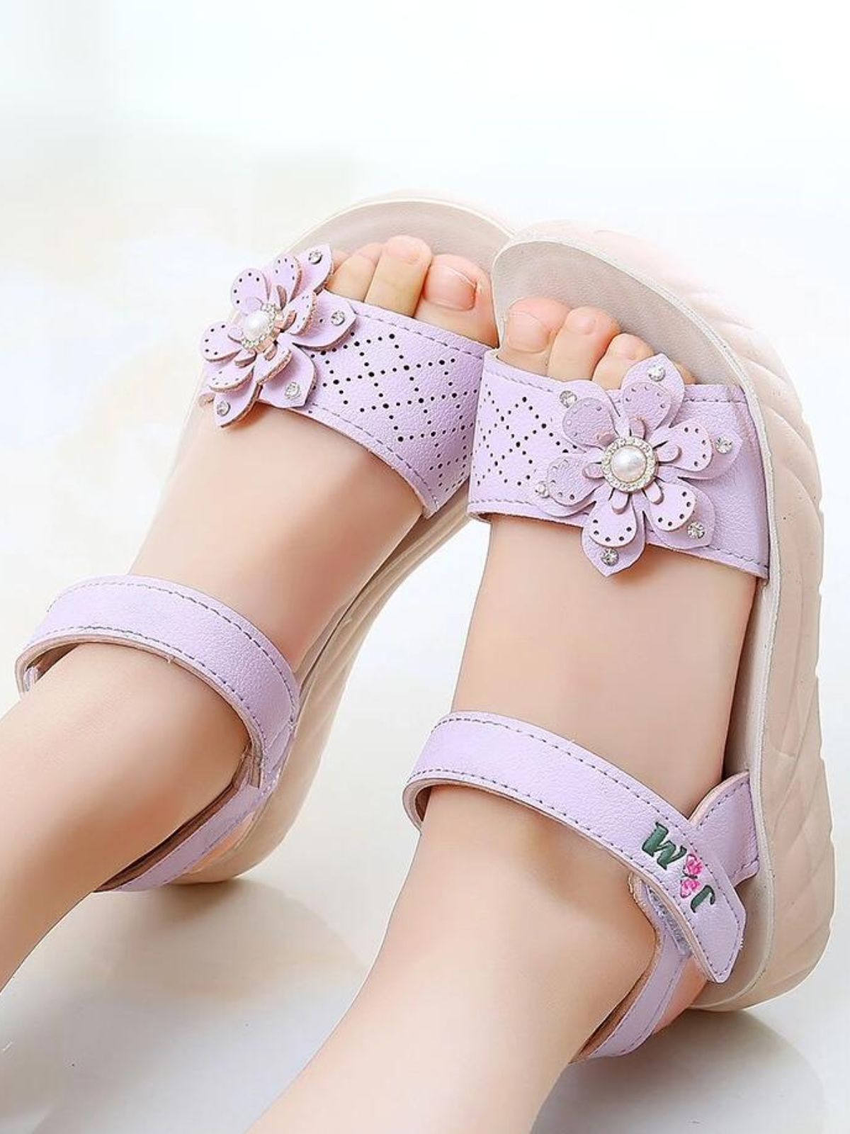 Pretty Girls' Flower Embellished Sandals
