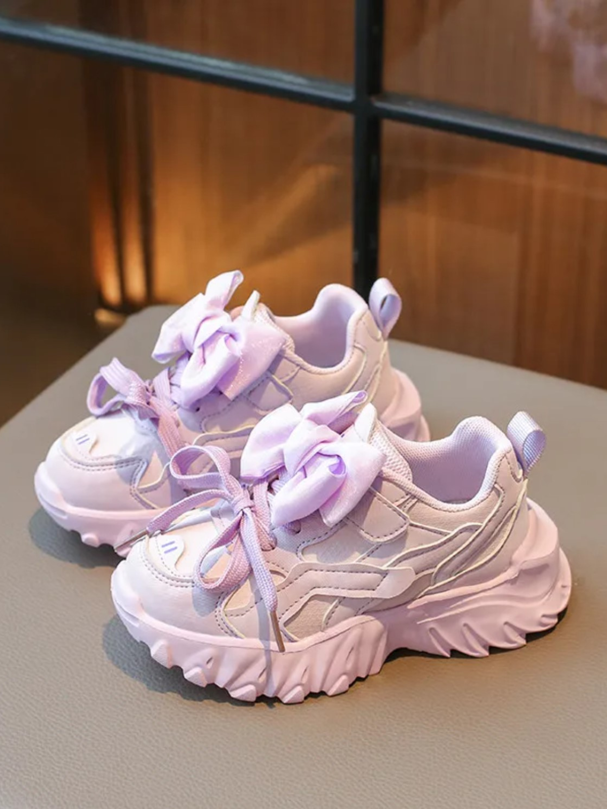 Girls Trendy Bow-Tied Sneakers