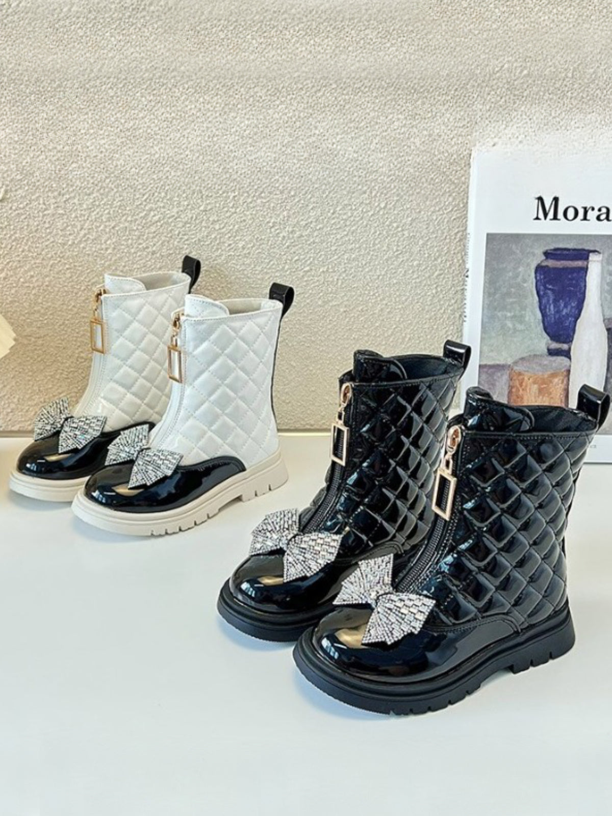 Mia Belle Girls Quilted Patent Boots | Shoes By Liv & Mia