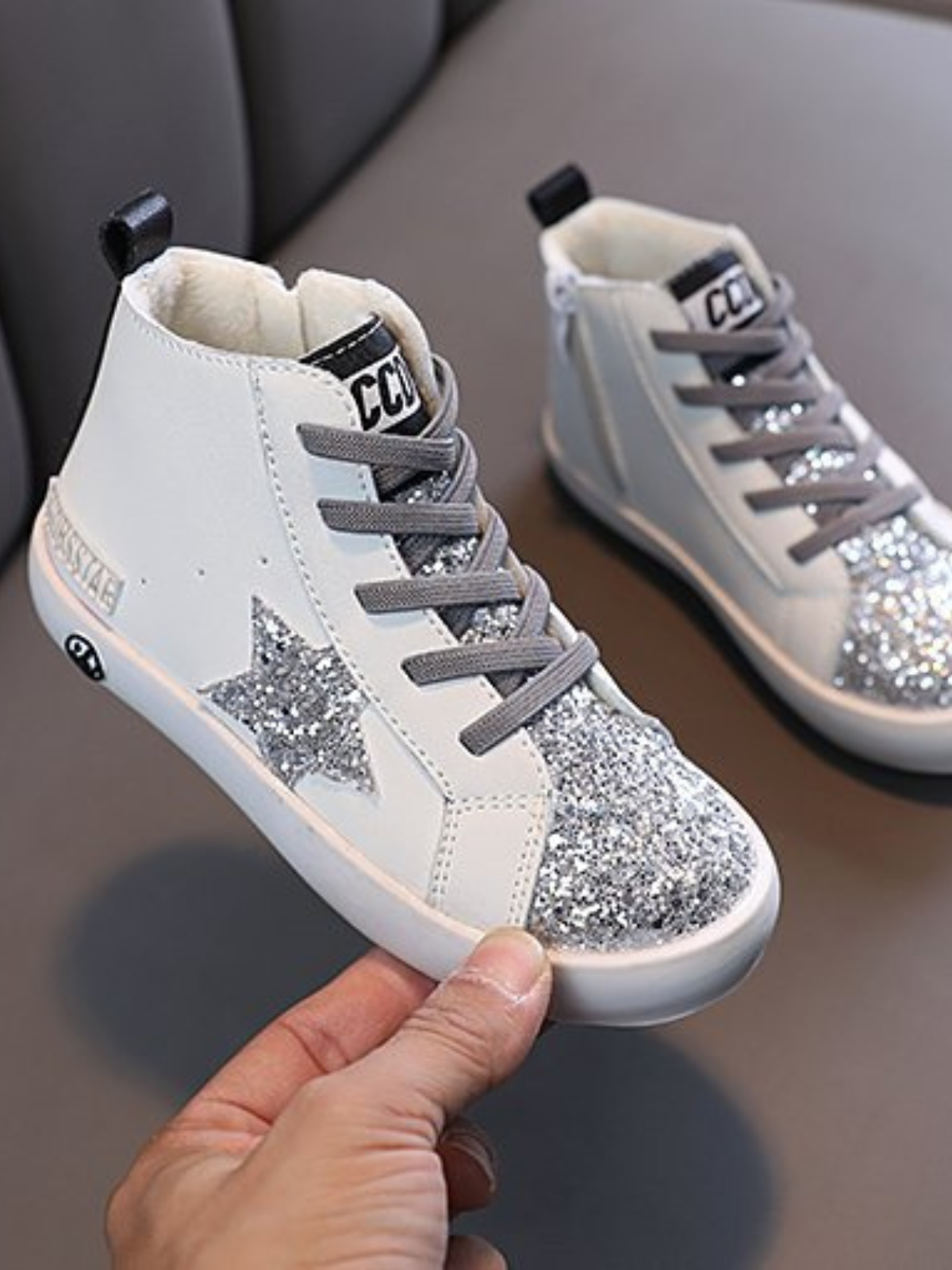 Mia Belle Girls High-Top Glitter Sneakers | Shoes By Liv and Mia