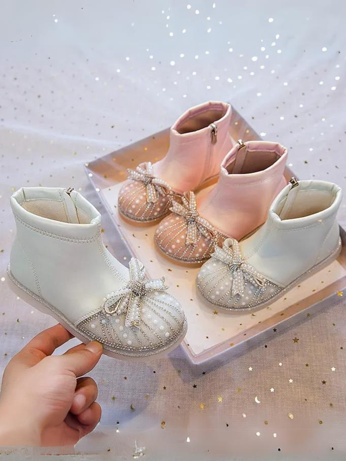 Mia Belle Girls Pearl Embellished Boots | Shoes By Liv & Mia