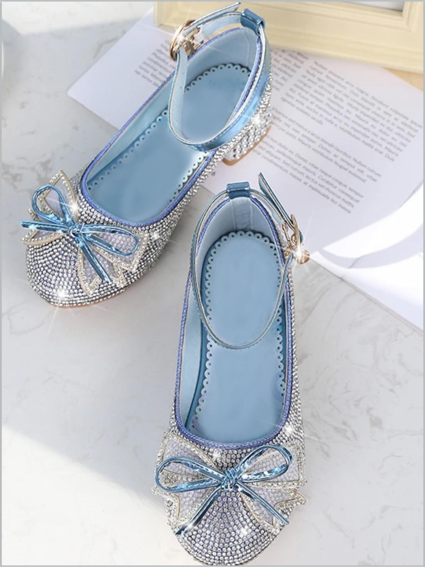 Little Kids Shoes | Girls Rhinestone Princess Heel Flats | Liv & Mia
