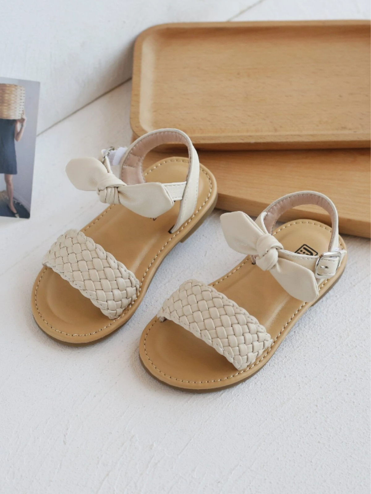 Adorable Girls' Bow-Knot Braided Sandals