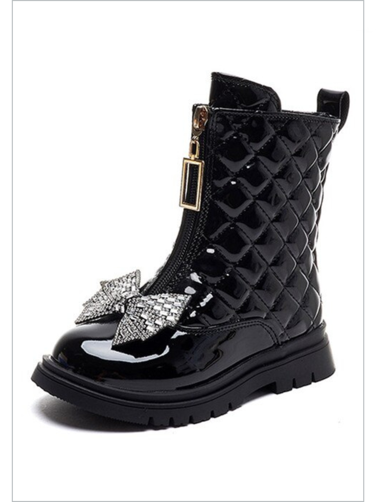 Mia Belle Girls Quilted Patent Boots | Shoes By Liv & Mia