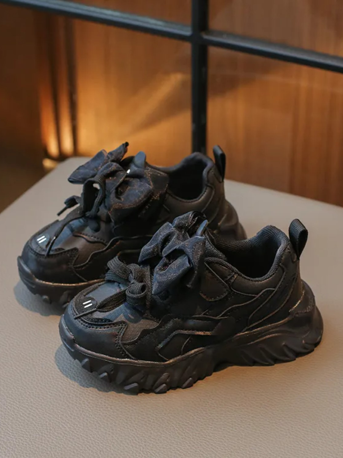 Girls Trendy Bow-Tied Sneakers