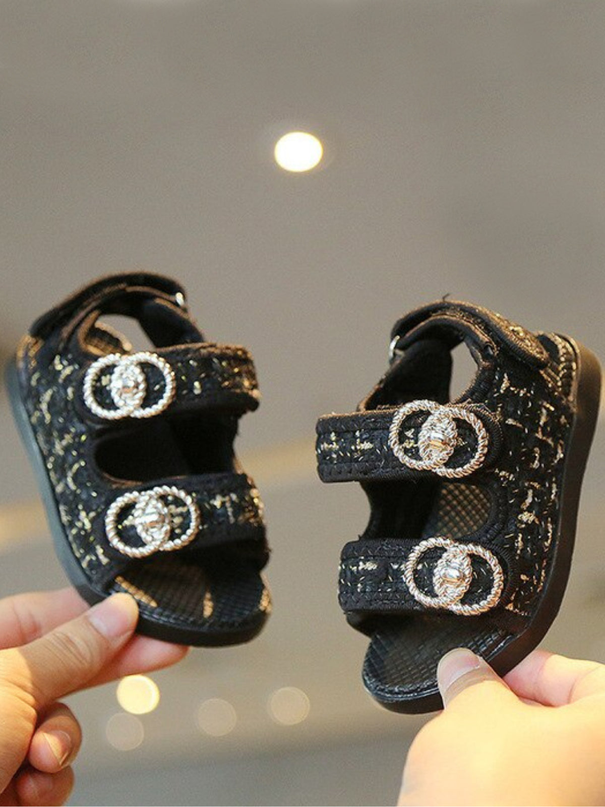 Kids Shoes By Liv & Mia | Shimmer Tweed Sandals | Mia Belle Girls