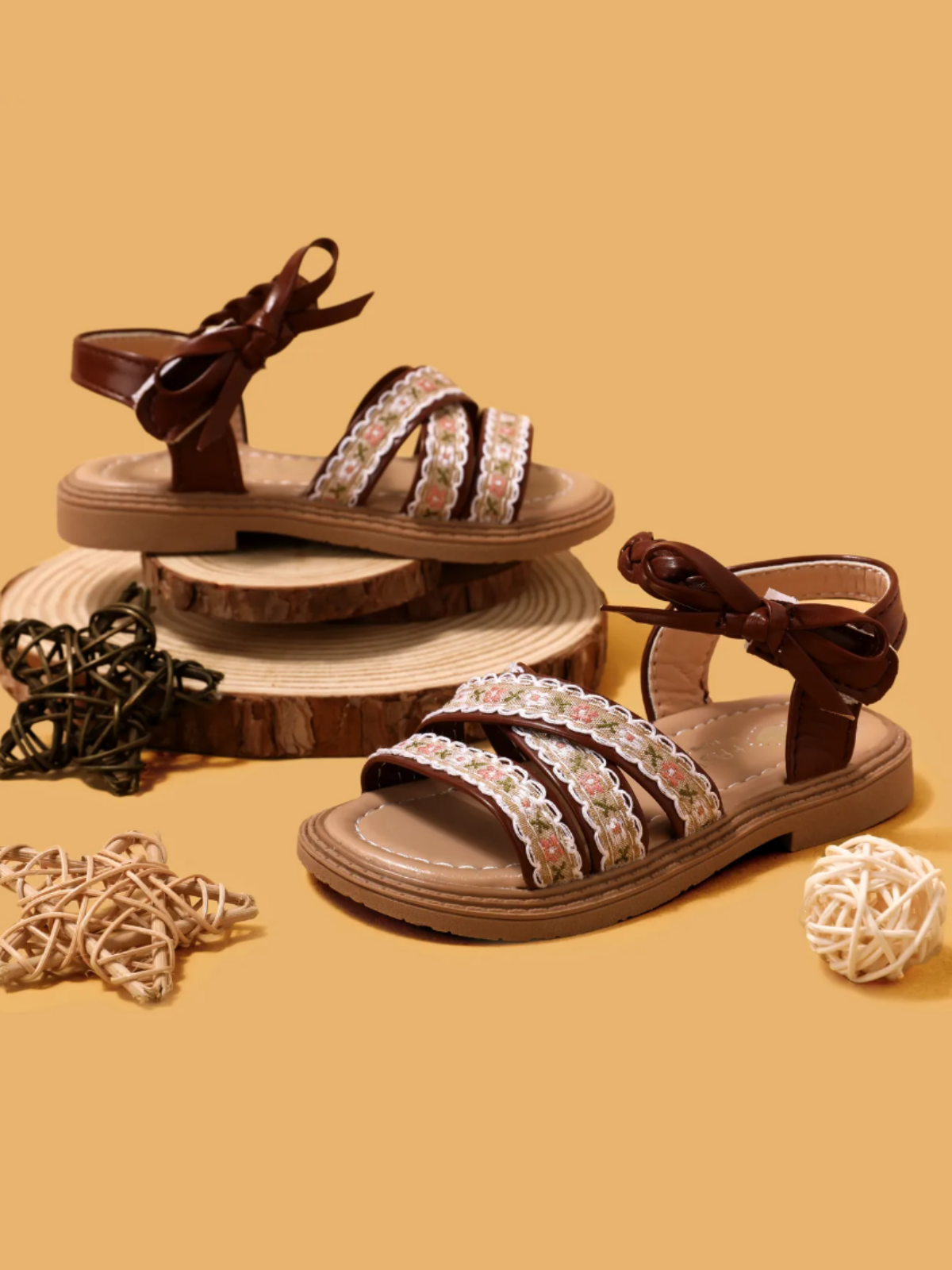 Girls Boho Floral Sandals