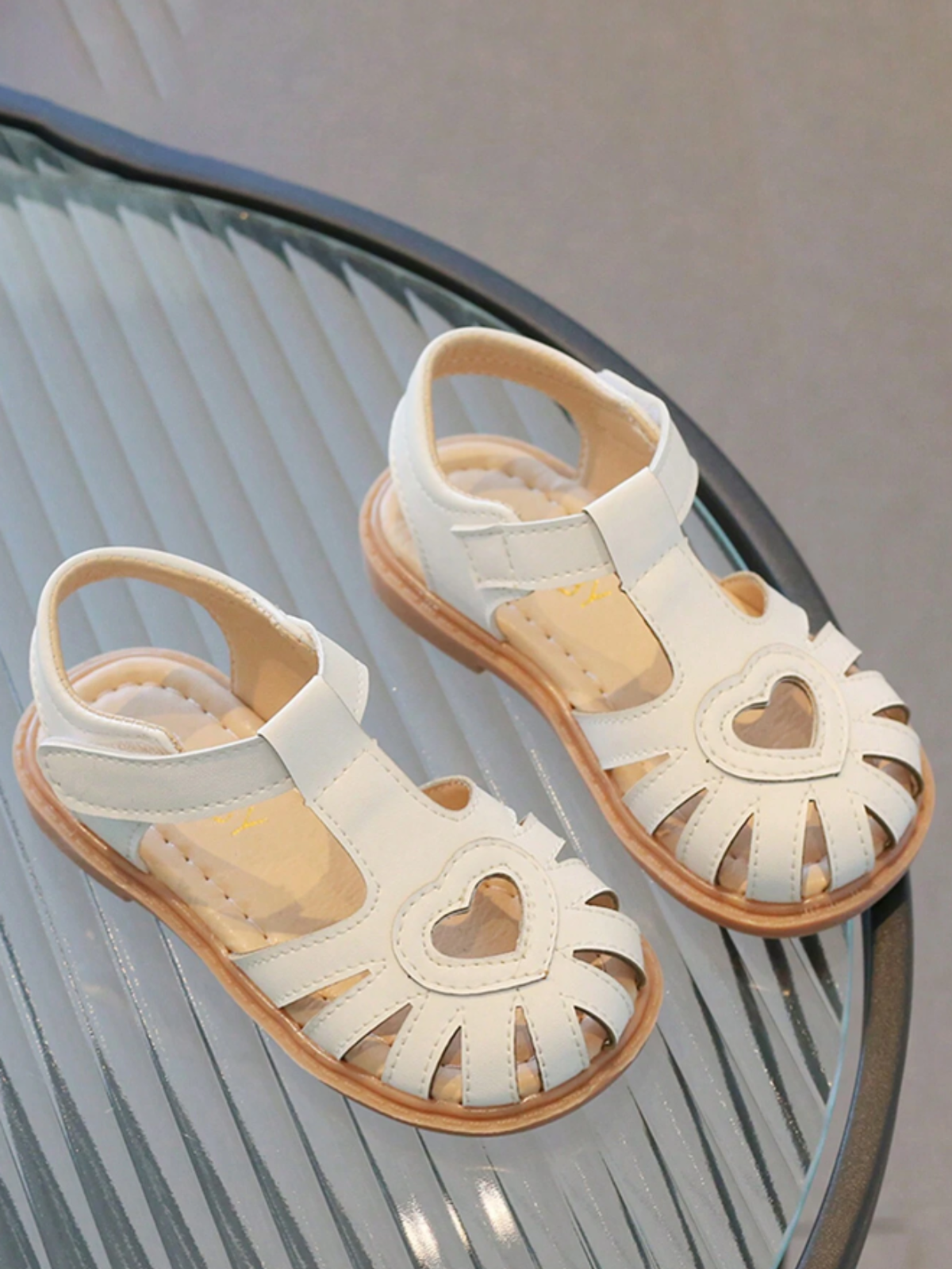 Adorable Girls Heart-Cutout Sandals