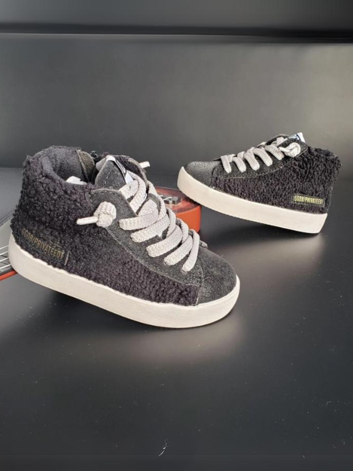 Girls Fuzzy High-Top Sneakers
