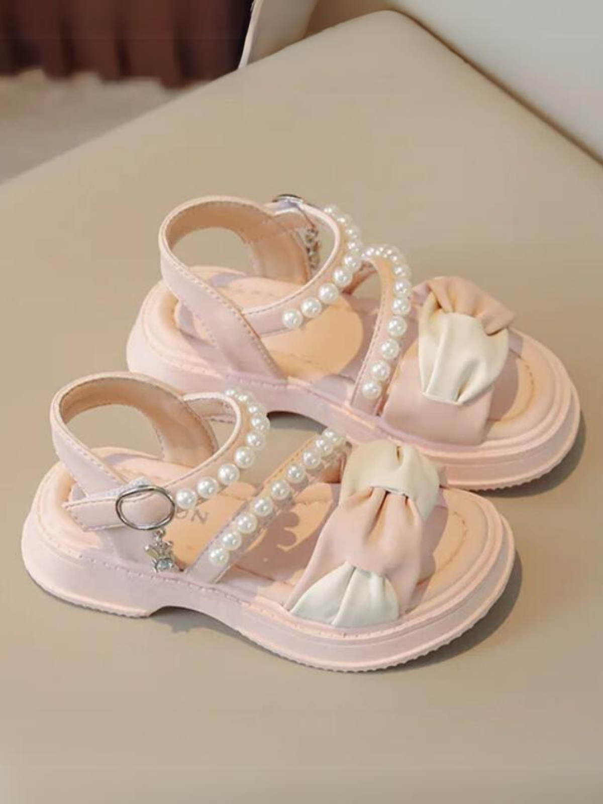 Pearl Trimmed Bow Sandals