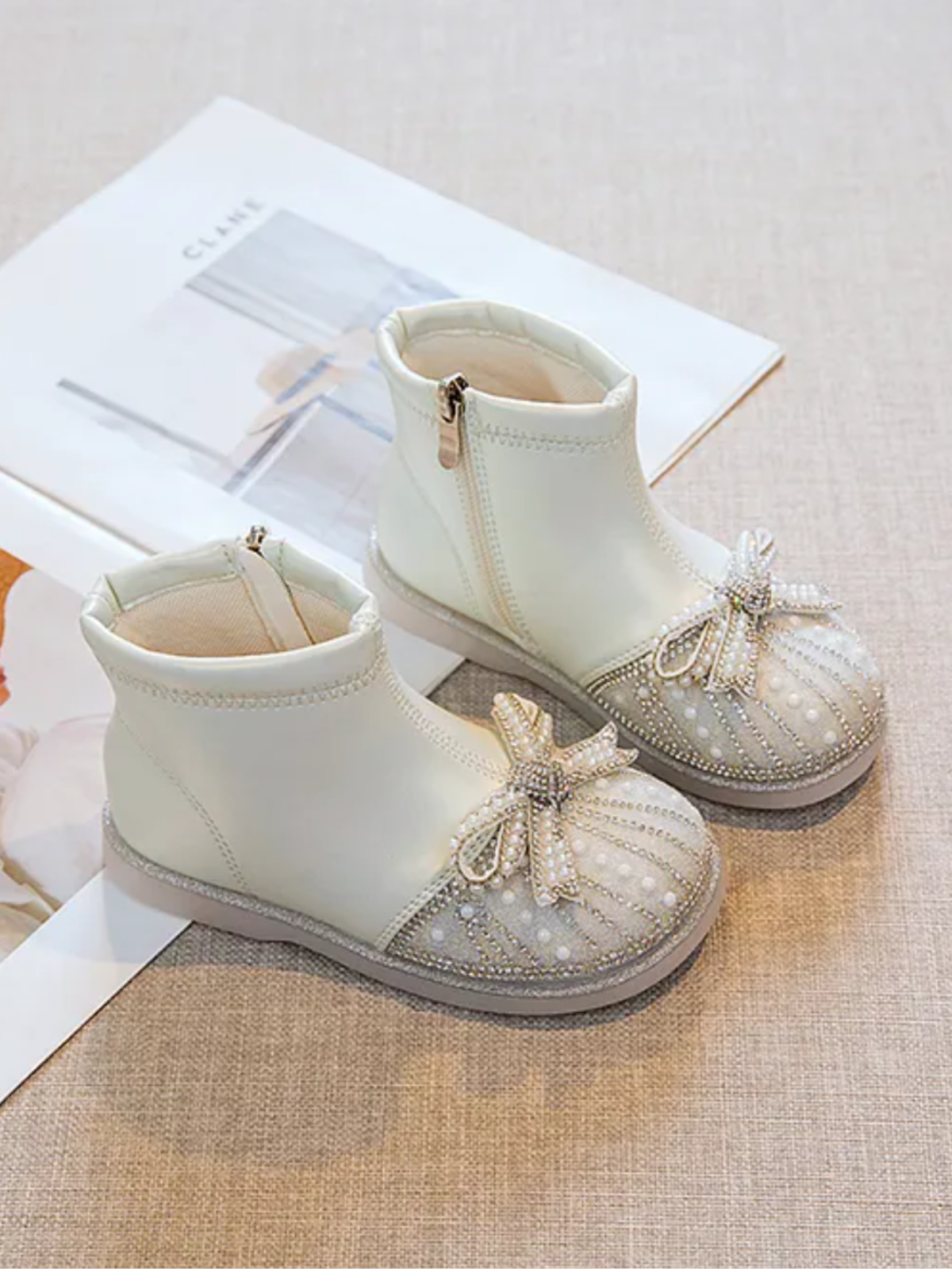 Mia Belle Girls Pearl Embellished Boots | Shoes By Liv & Mia