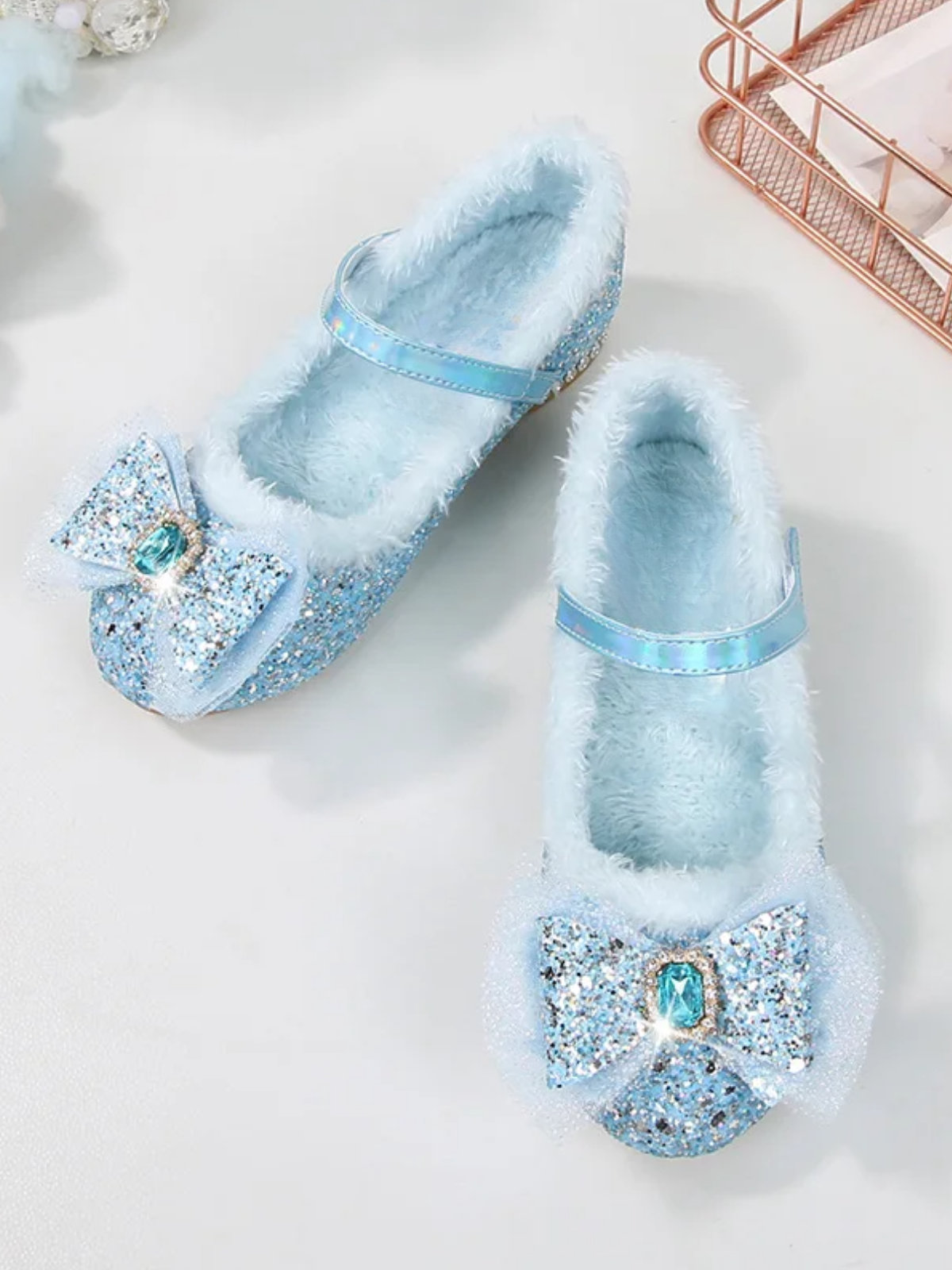 Ice Princess Plush-Lined Crystal Mary Jane Heels