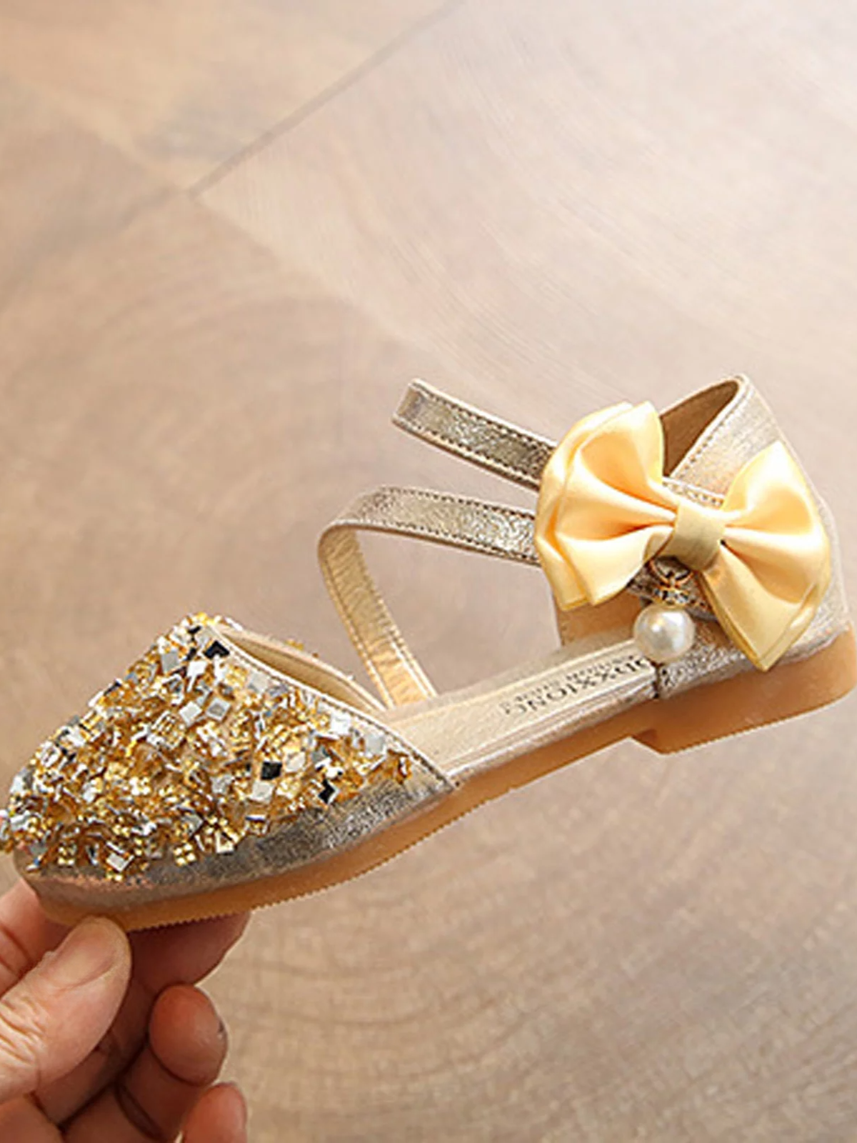 Toddler Shoes By Liv & Mia | Girls Gold Sequin Ballerina Flats