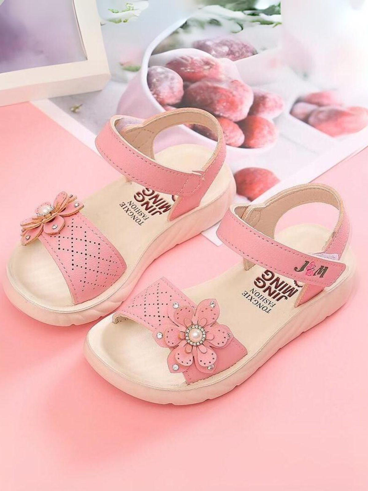 Pretty Girls' Flower Embellished Sandals