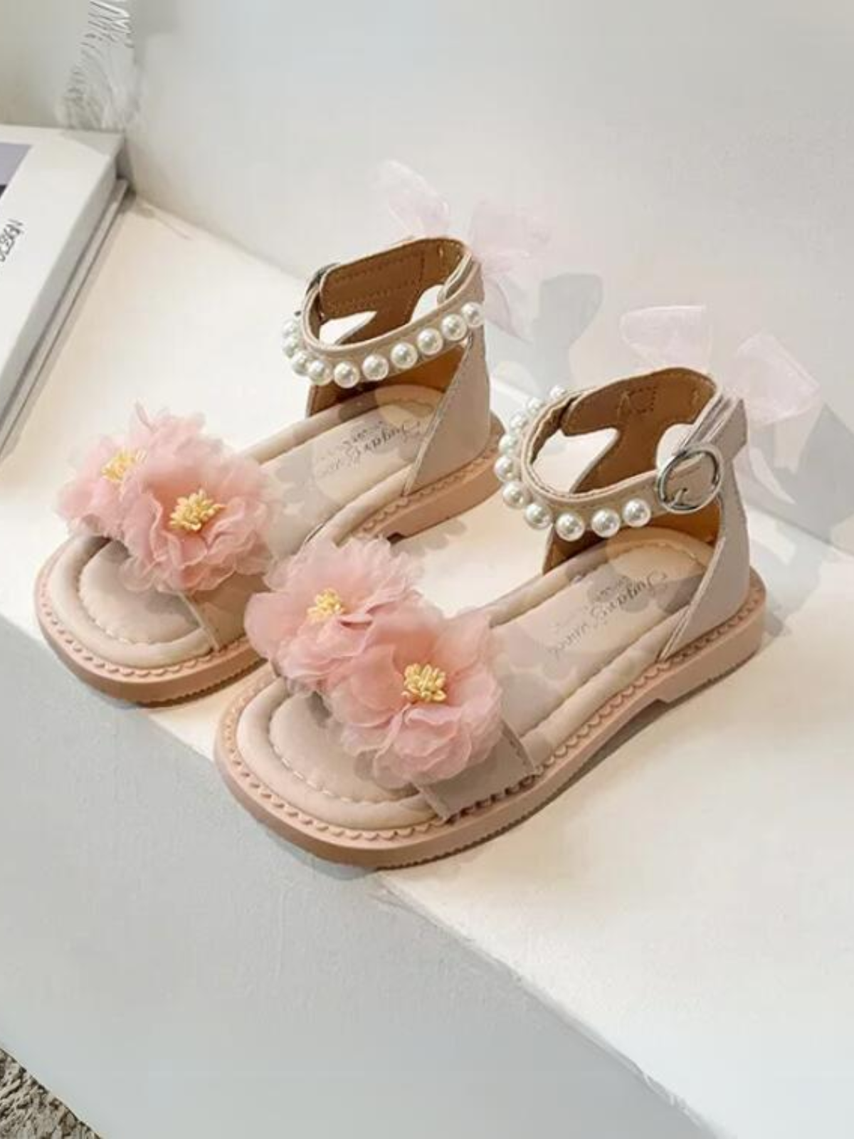 Floral Charm Sandals with Pearls and Bows