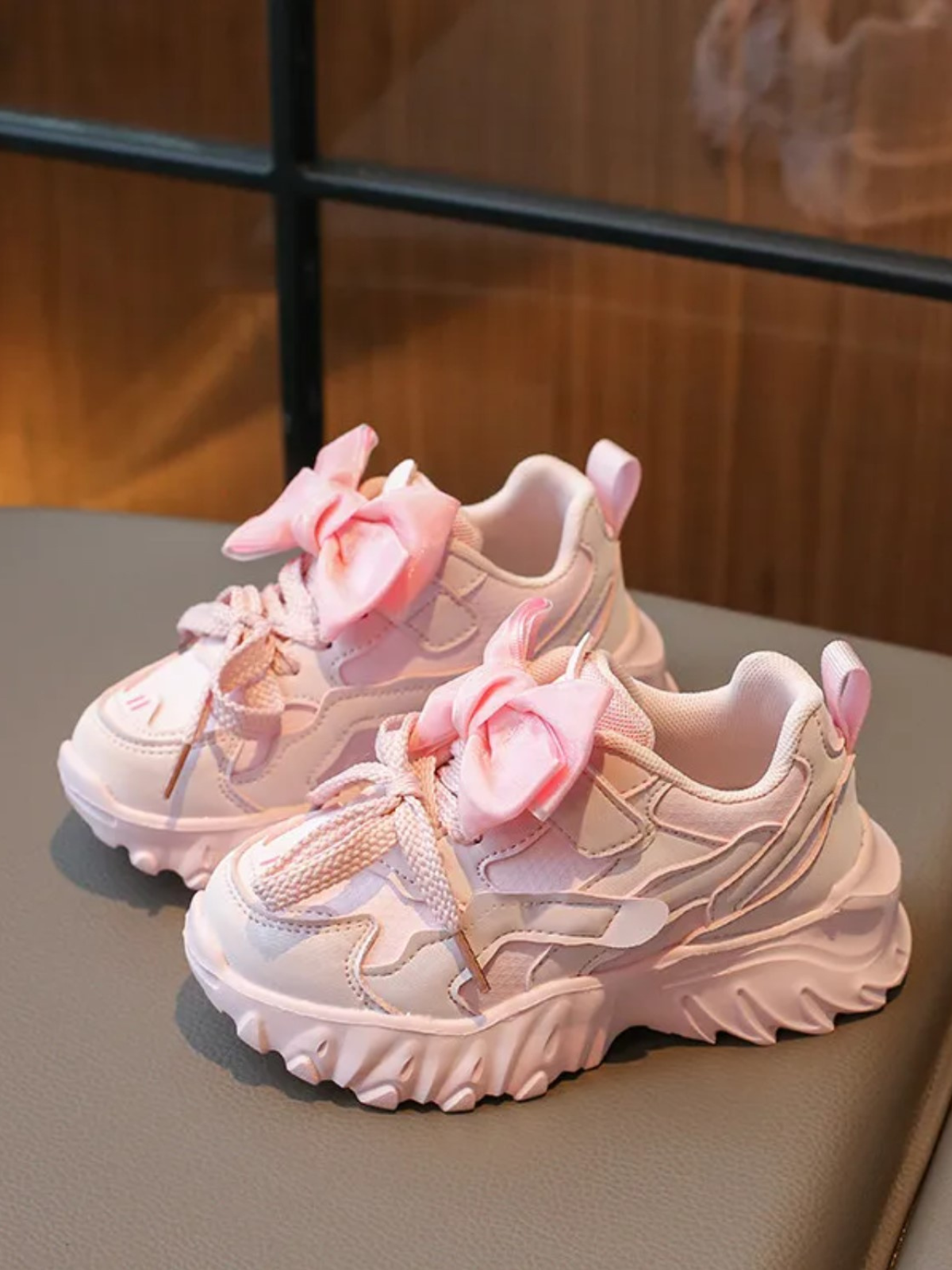 Girls Trendy Bow-Tied Sneakers