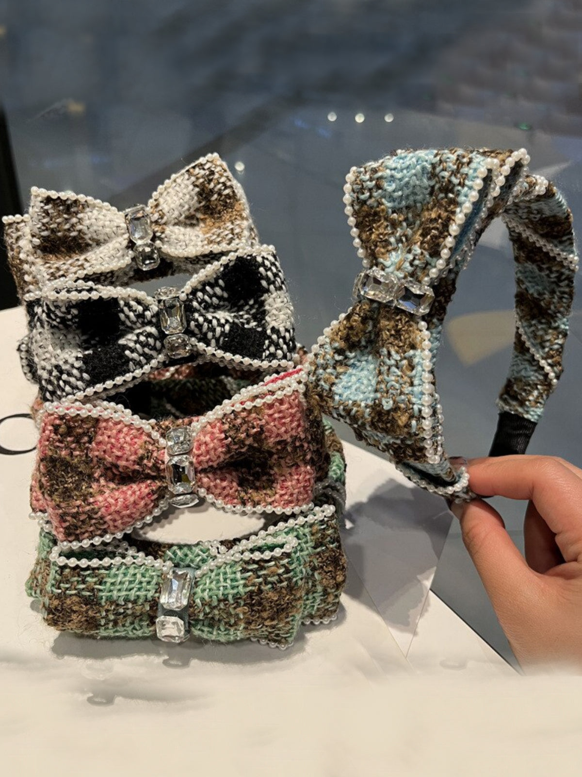 Girls School Accessories | Plaid Tweed Bow Headband | Mia Belle Girls