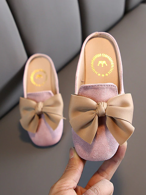 Shoes By Liv & Mia | Toddler Girls Big Bow Suede Slide Loafers