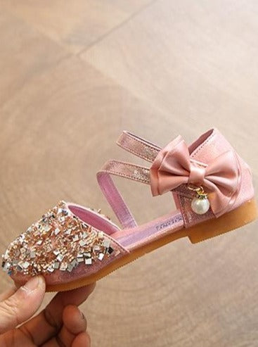 Girls Pink Sequins Ballerina Flats Shoes - Pink / 5.5 - Girls Flats