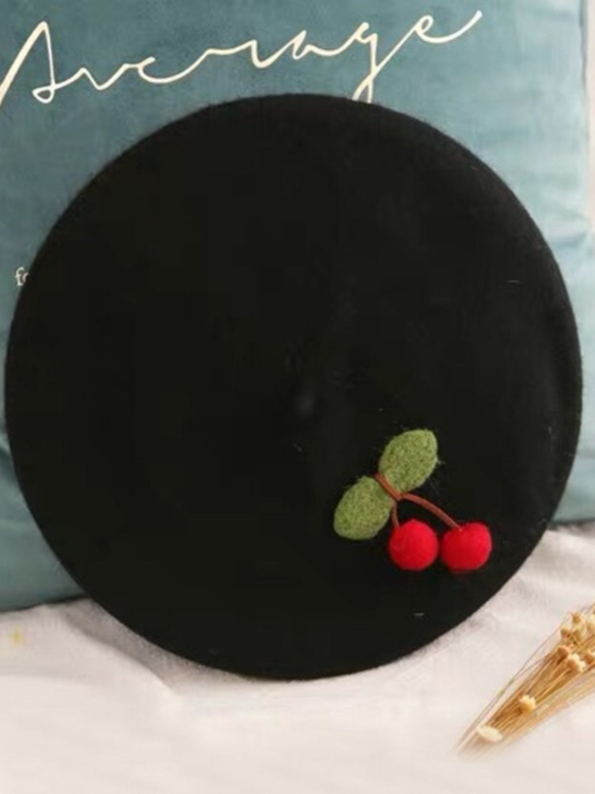 Mia Belle Girls Cherry Beret Hat | Girls Accessories