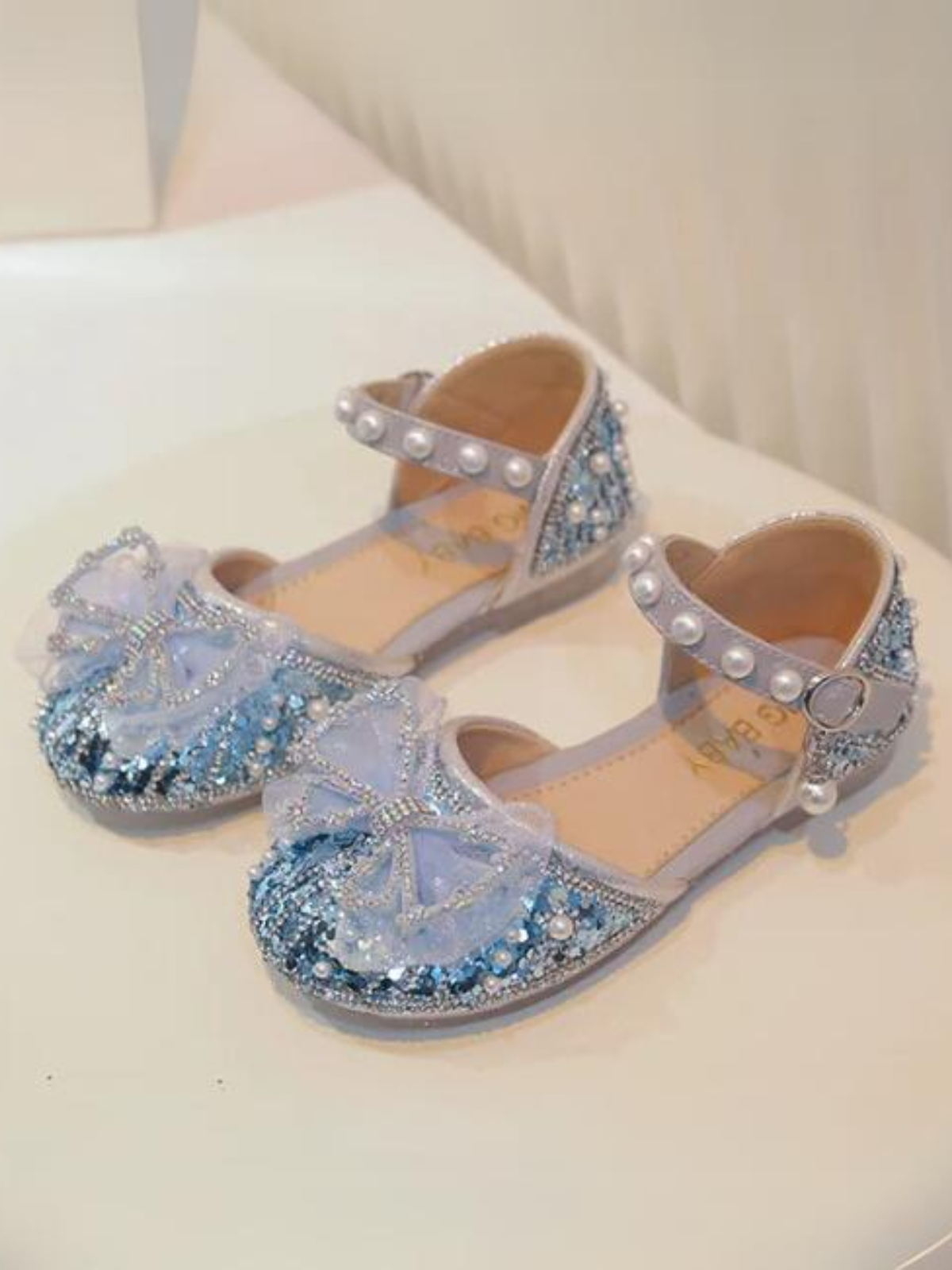 Mia Belle Girls Pearl Strap Sequin Shoes | Shoes By Liv and Mia