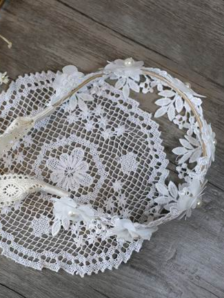 Kids Flower Lace Headband - White | Girls Hair Accessories - Mia Belle Girls