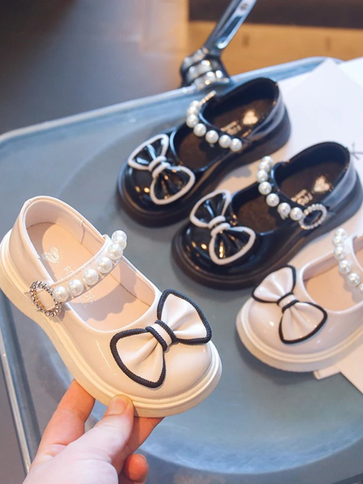 Mia Belle Girls Pearl Strap Mary Jane Shoes | Shoes By Liv & Mia