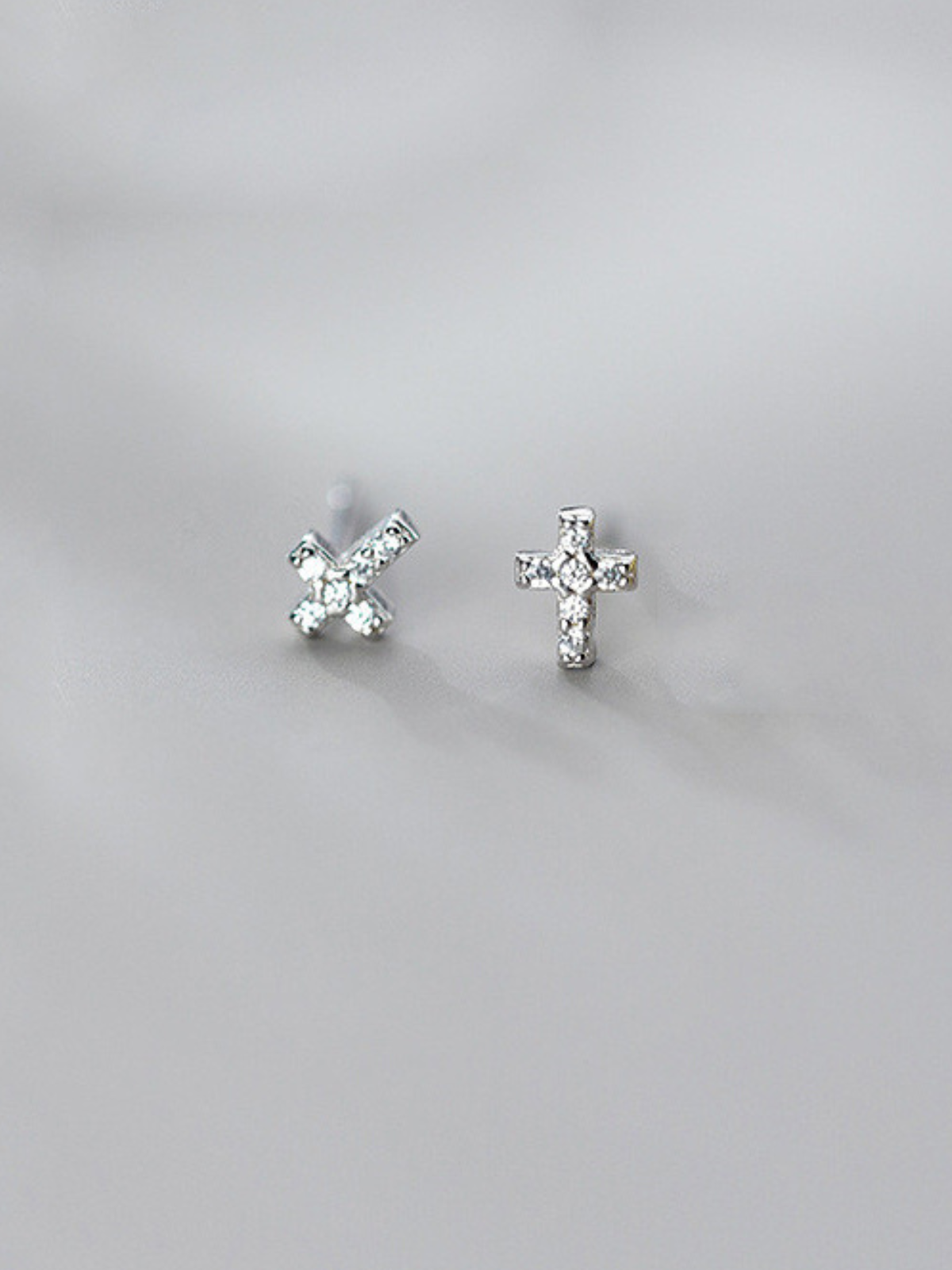 Girls Formal Accessories | Diamond Set Silver & Gold Cross Earrings