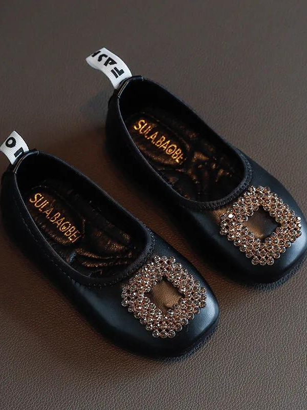 Shoes By Liv & Mia | Girls Square Toe Buckle Ballet Flats