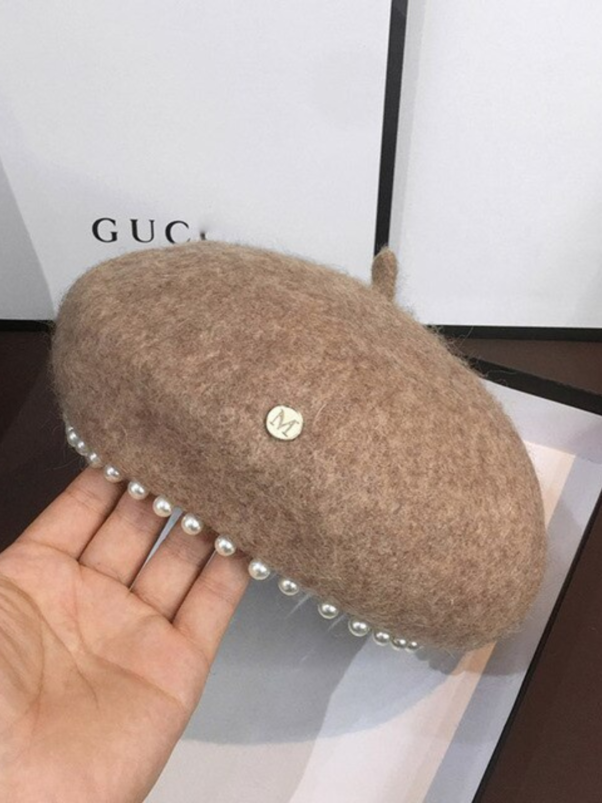 Mia Belle Girls | Pearl Trim Wool Beret | Girls Accessories
