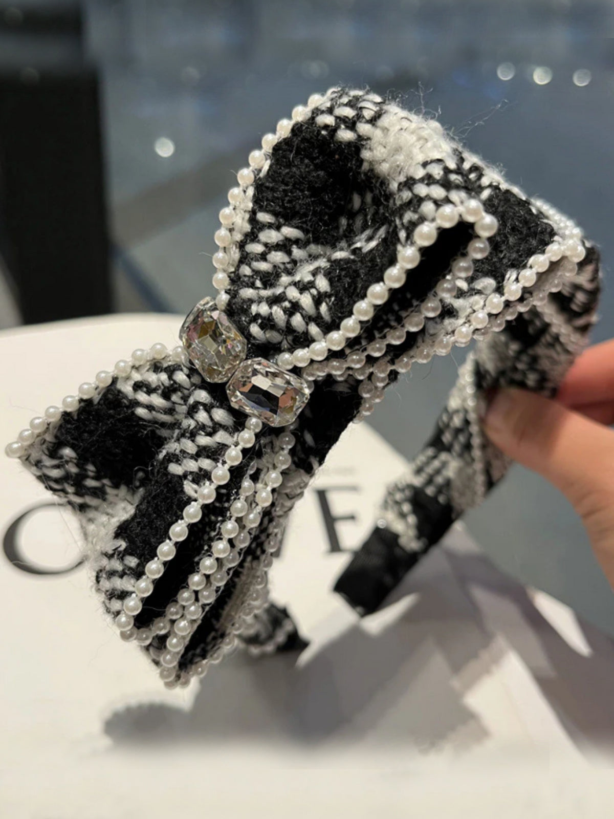 Girls School Accessories | Plaid Tweed Bow Headband | Mia Belle Girls
