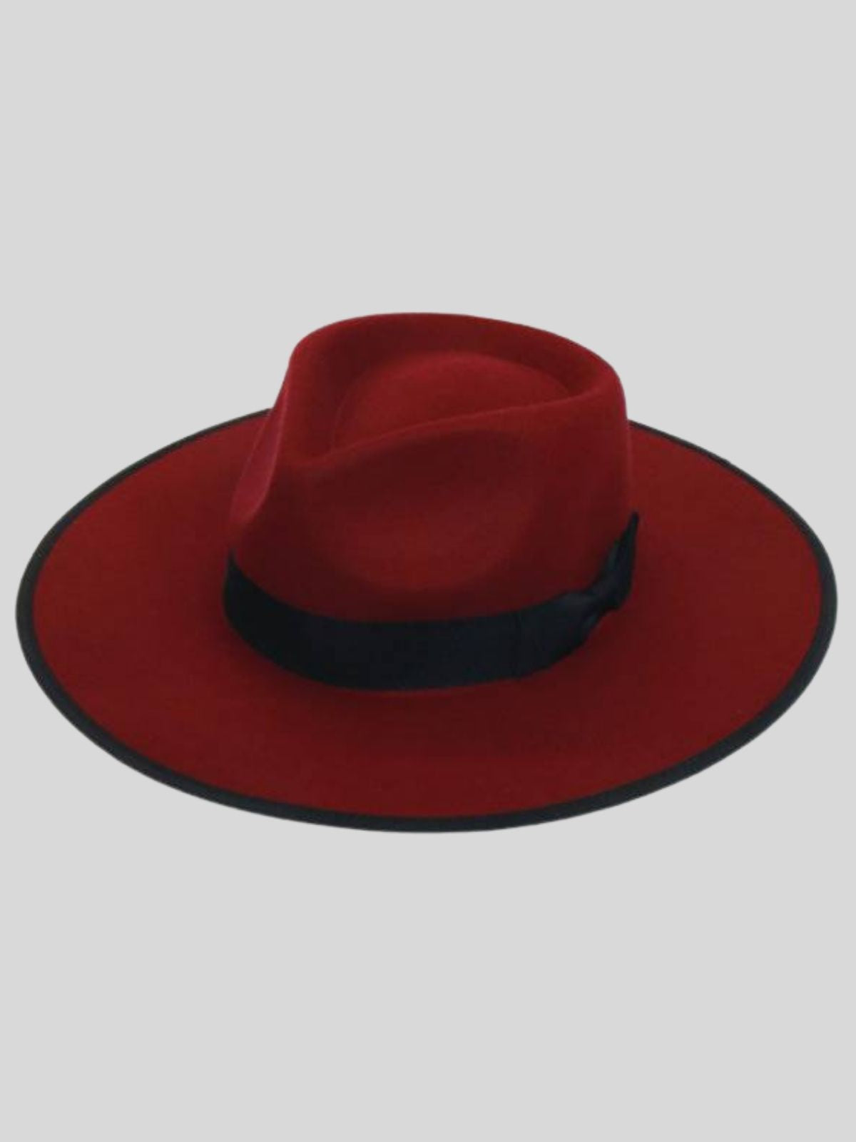Girls Teardrop Crown Fedora With Black Band Hat Burgundy