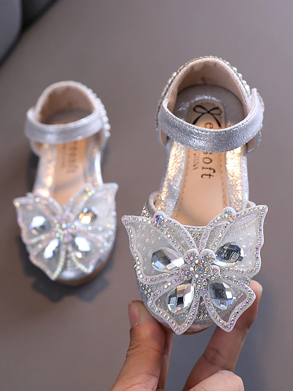 Girls Butterfly Glitter Flats
