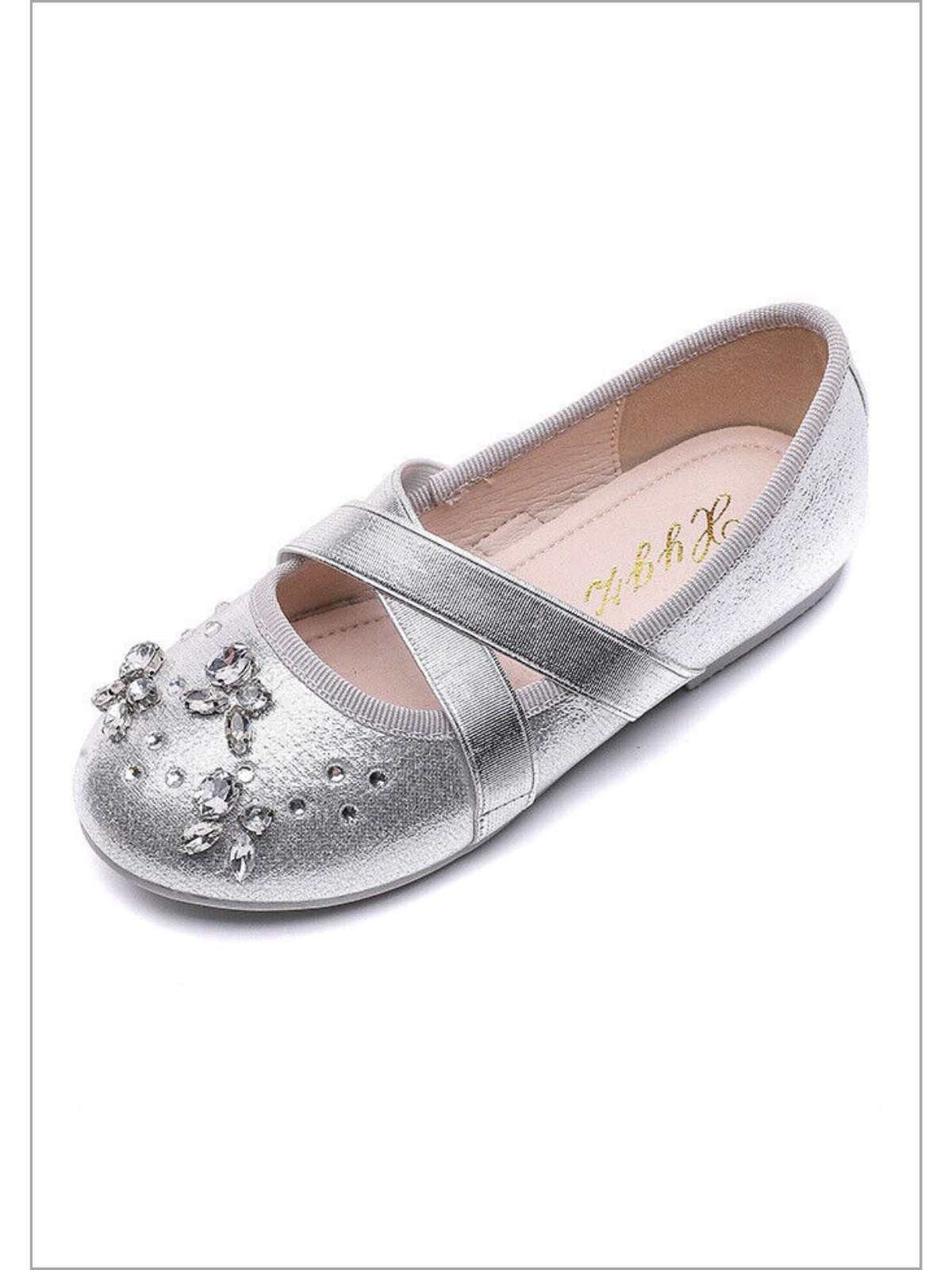 Mia Belle Girls Rhinestone Metallic Flats | Shoes By Liv & Mia