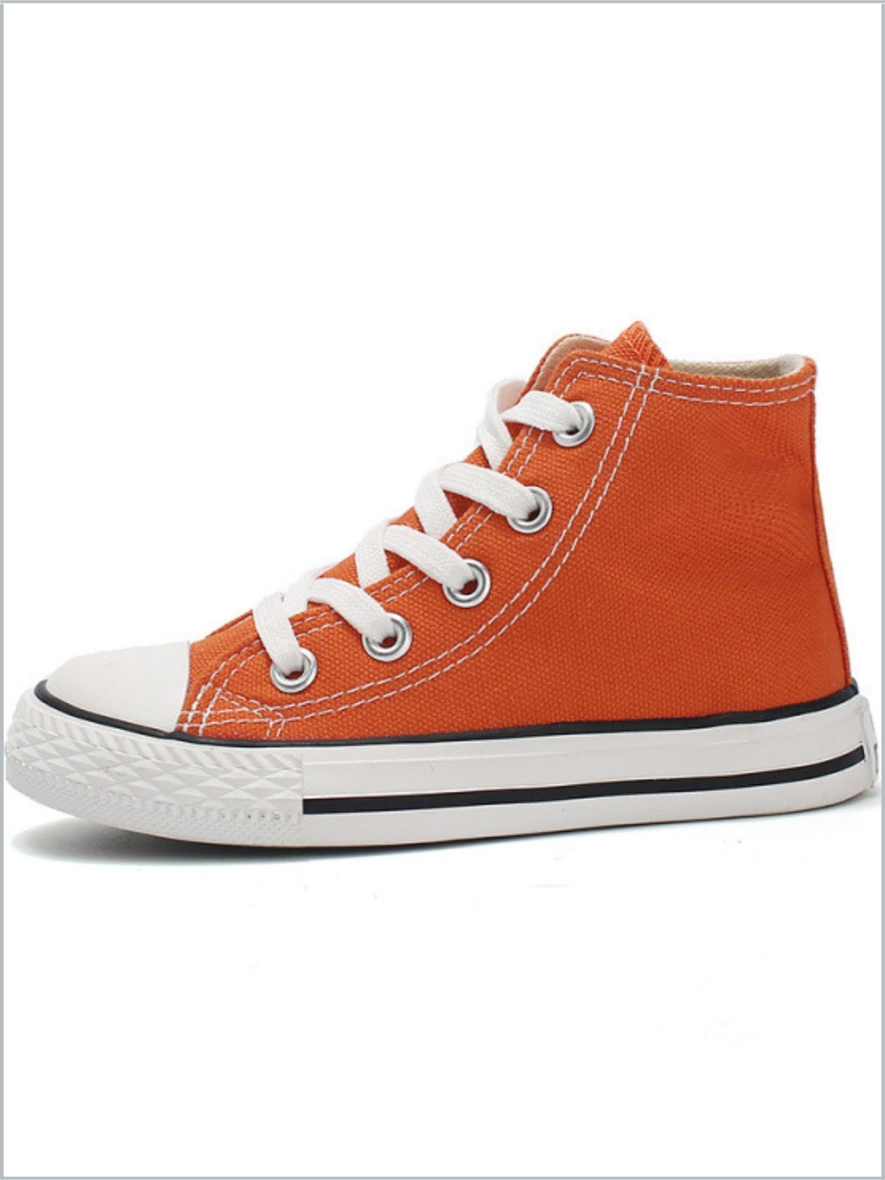 Girls Orange Casual High Top Canvas Sneakers By Liv and Mia