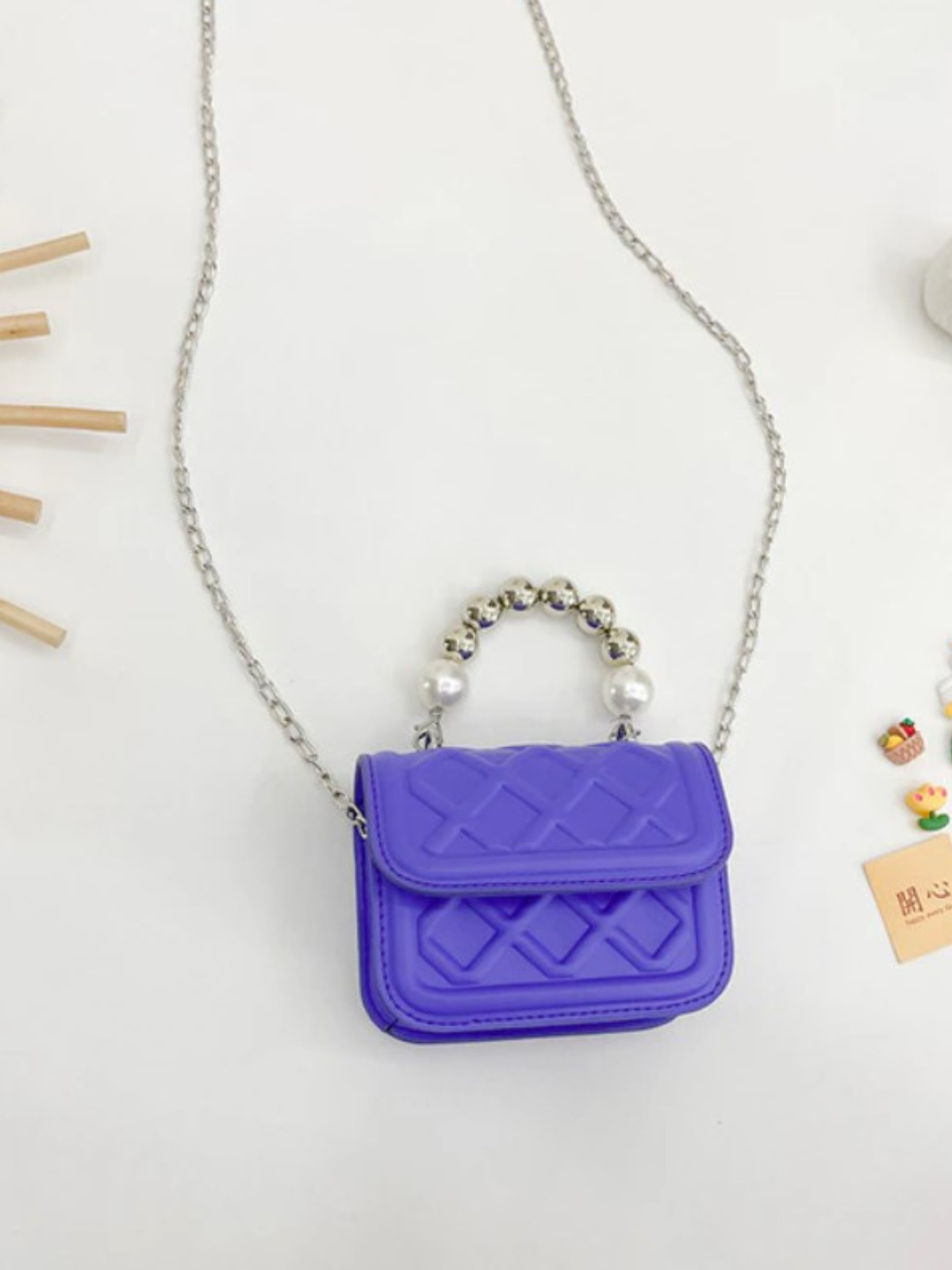 Mia Belle Girls Pearl-Embellished Quilted Mini Bag | Girls Accessories