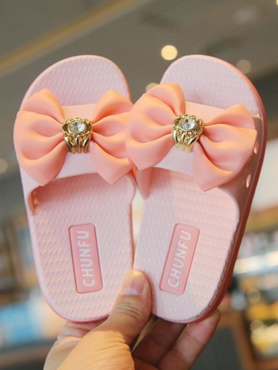 Girls Jeweled Butterfly Knot Slides By Liv and Mia - Mia Belle Girls