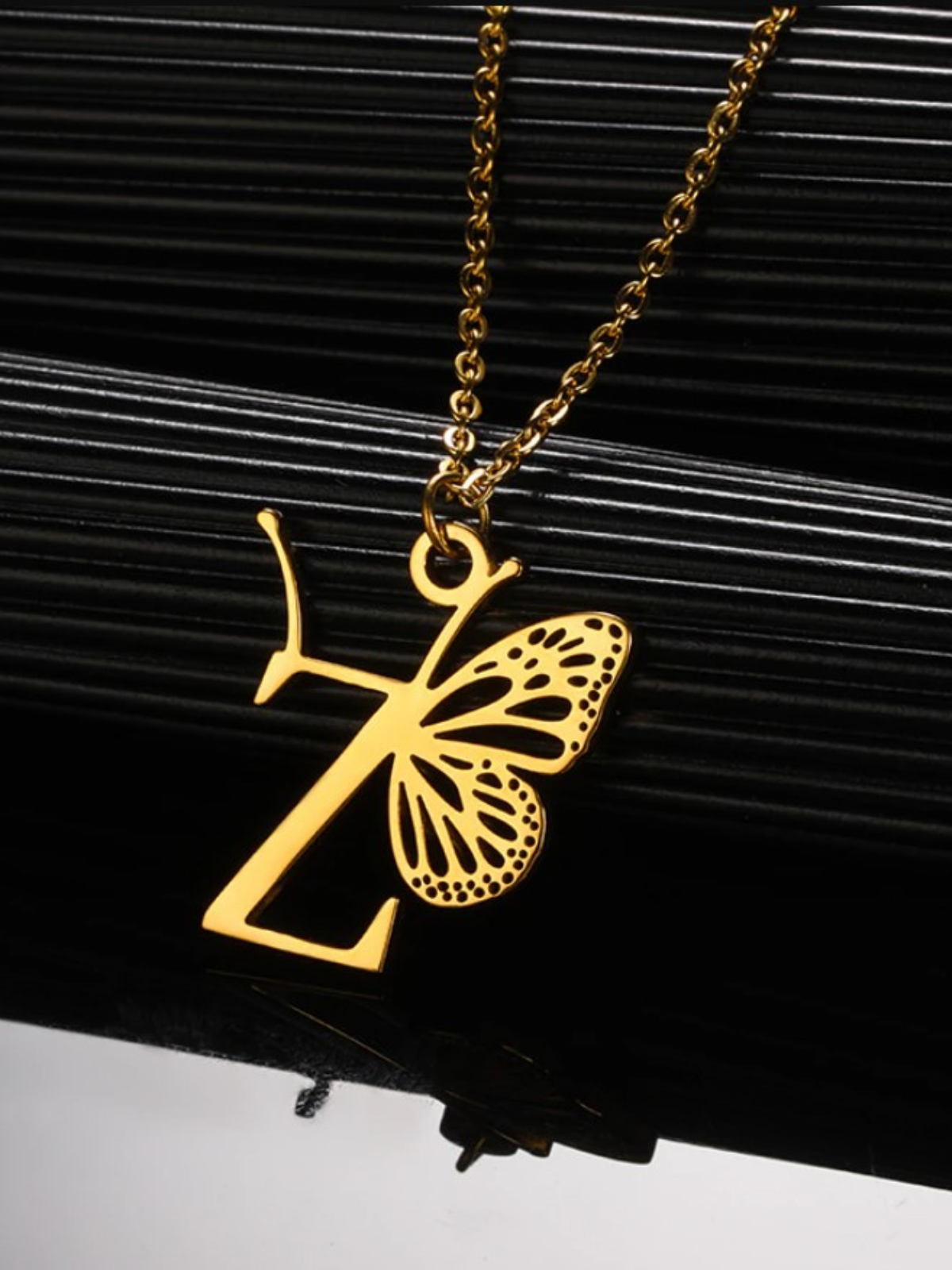 Mia Belle Girls Butterfly Letter Pendant Necklace | Girls Accessories