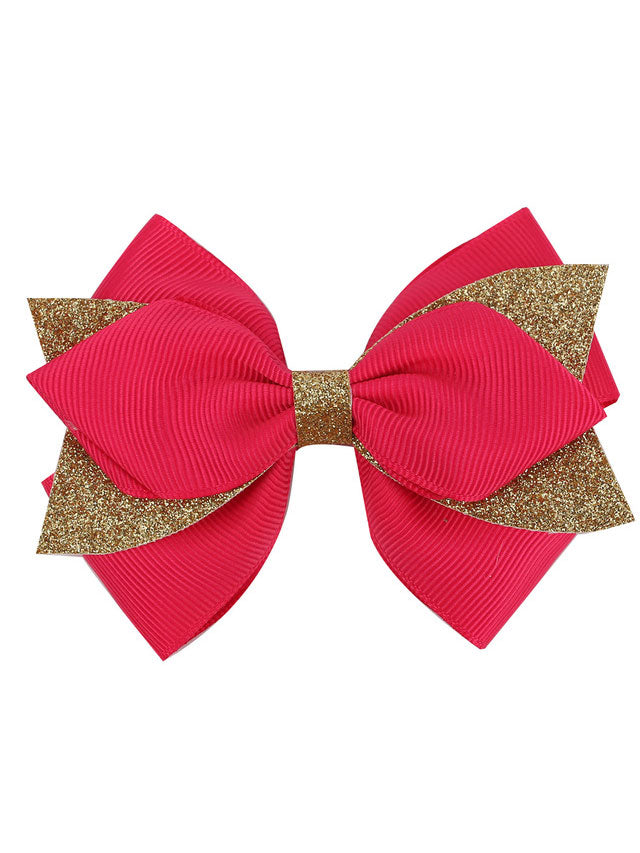 Girls Accessories | Gold Glitter Tip Hair Bows - Mia Belle Girls