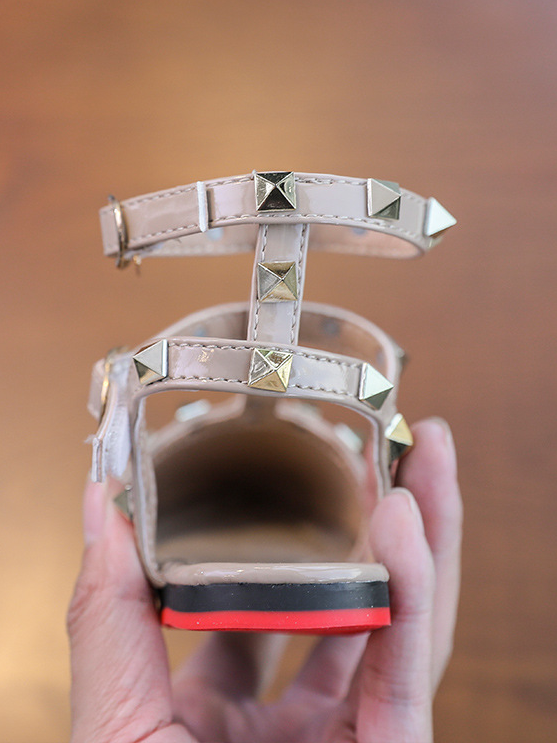 Shoes By Liv & Mia | Studded Pointed Toe Ankle Strap Flats