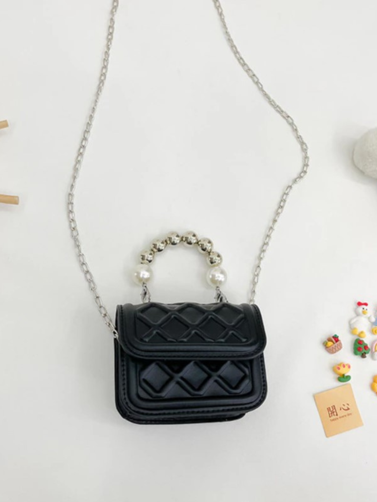 Mia Belle Girls Pearl-Embellished Quilted Mini Bag | Girls Accessories