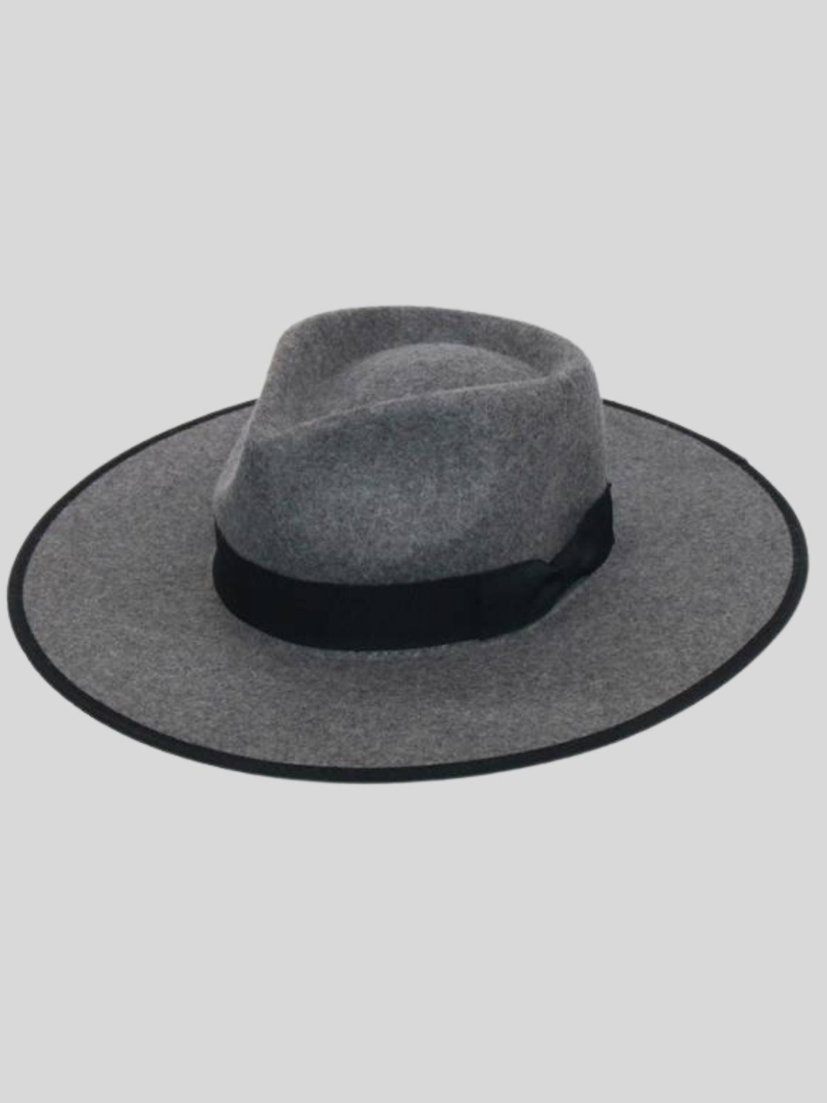 Girls Teardrop Crown Fedora With Black Band Hat Grey