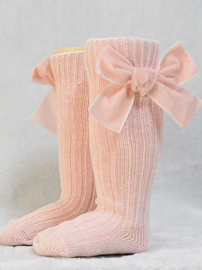 Every Accessories For Girls | Ribbed Knee High Velvet Bow Socks
