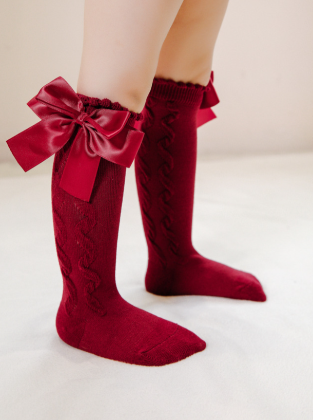 Everyday Accessories For Girls | Cascading Swirl Bow Knee High Socks