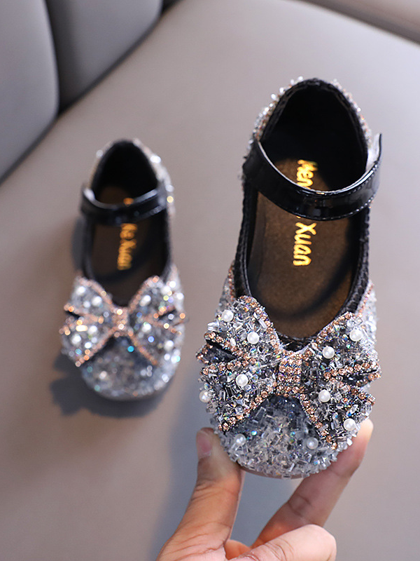 Beautiful Bow Glitter Flats by Liv & Mia