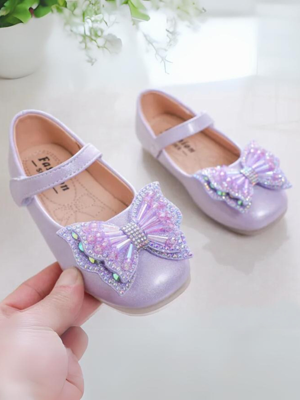 Mia Belle Girls Rhinestone Bow Mary Janes | Shoes By Liv & Mia