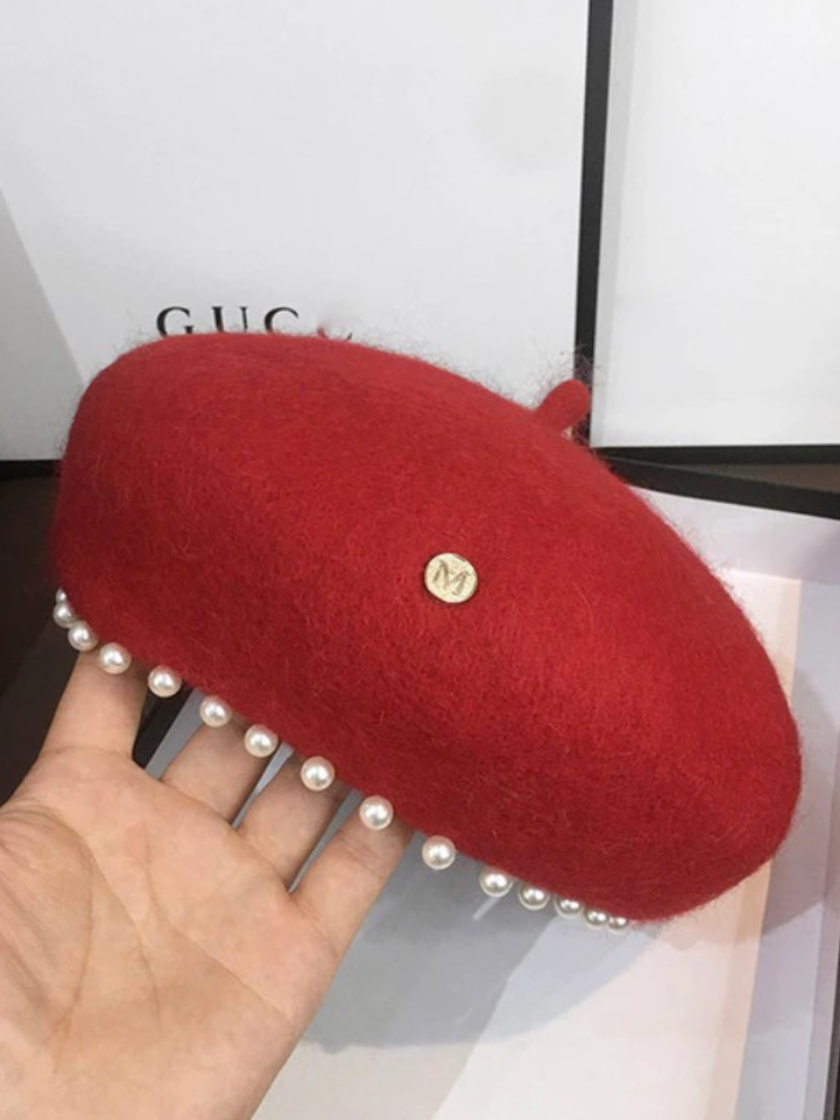 Mia Belle Girls | Pearl Trim Wool Beret | Girls Accessories