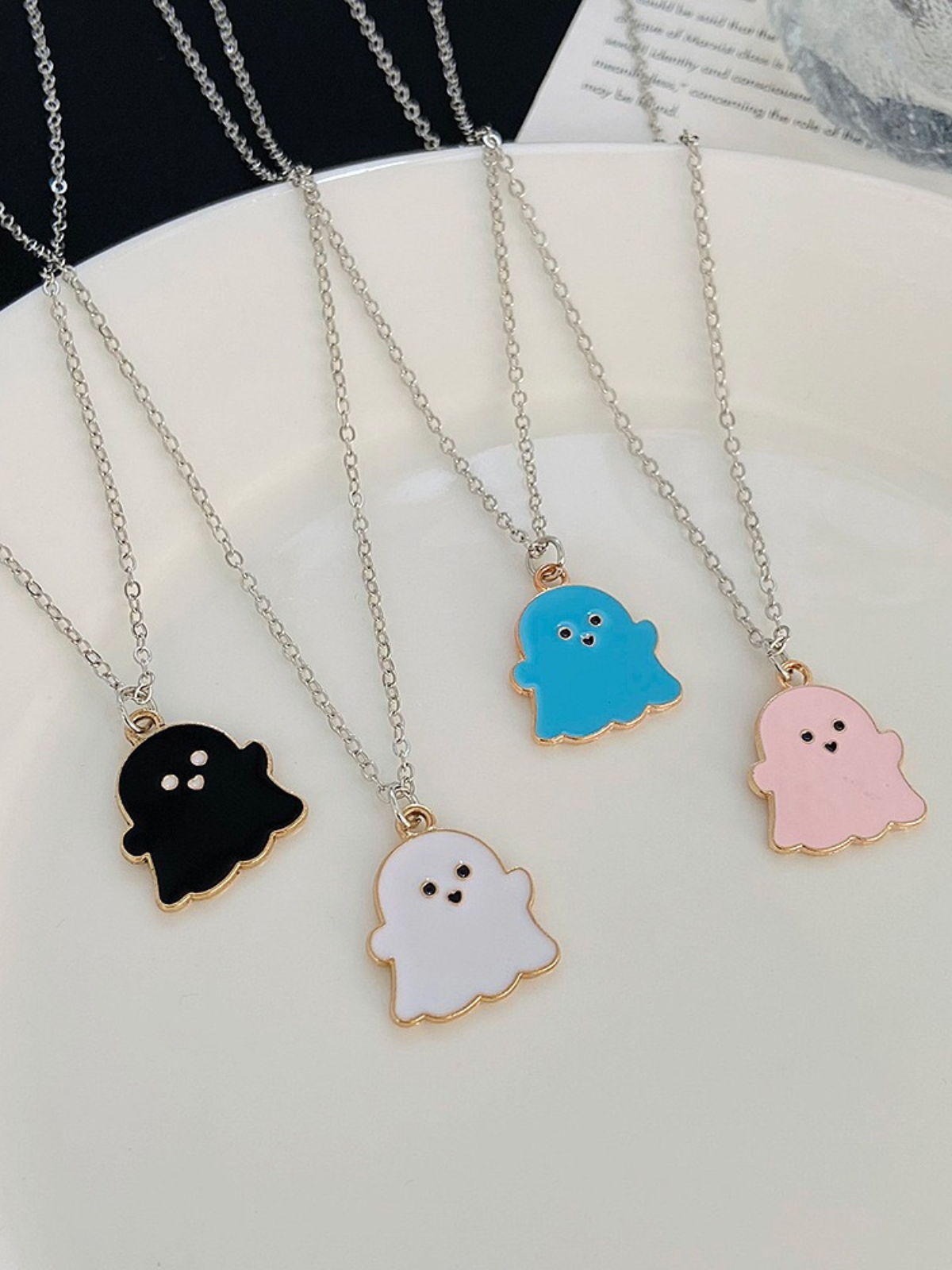 Mia Belle Girls | Ghost Pendant Necklace | Halloween Accessories